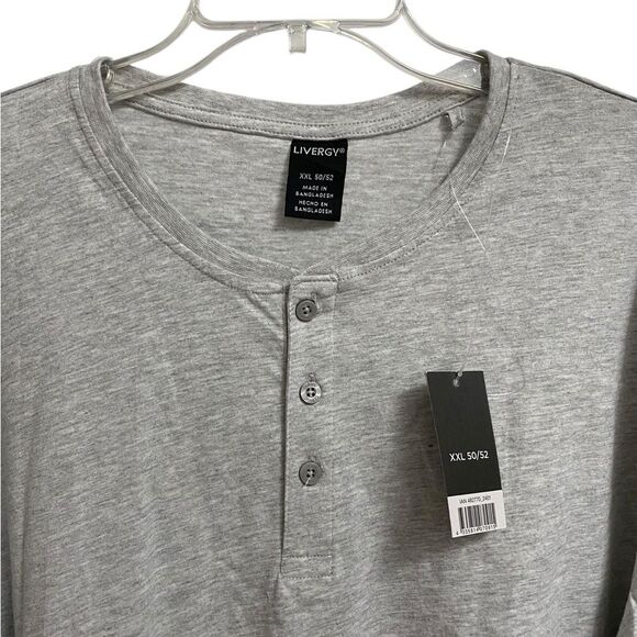 NWT Livergy Long Sleeves Henley Shirt Men's Size XXL Grey Pullover Casual Soft - Picture 5 of 13